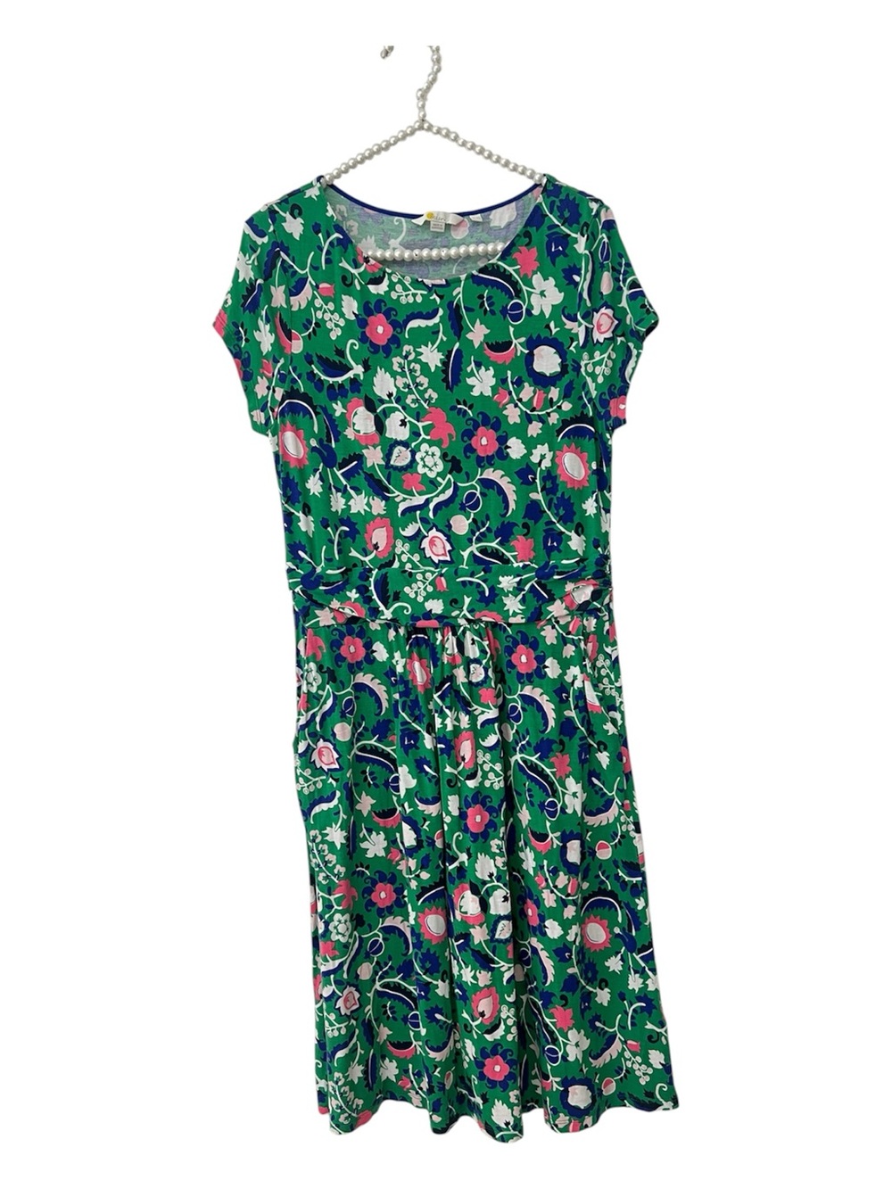 Boden Amelie Green Floral Scoop-Neck Jersey Dress J0326 Size Women’s US 10R